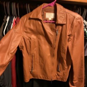 Women’s faux leather jacket.